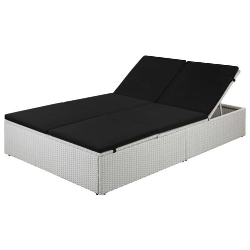 vidaXL Ligbed met kussen poly rattan zwart, Tuin en Terras, Ligbedden, Nieuw, Verzenden