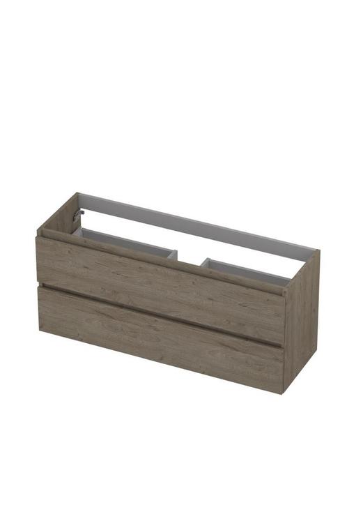 Onderkast INK 2 laden greeploos met houten keerlijst 120 cm, Doe-het-zelf en Verbouw, Sanitair, Bad, Nieuw, Ophalen of Verzenden