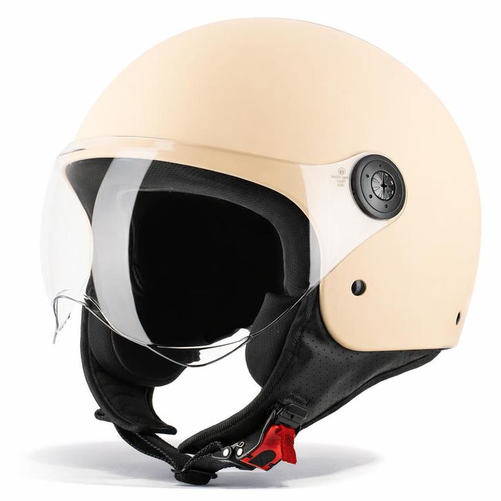 VINZ Duoro - Mat Creme, Motoren, Kleding | Motorhelmen, XS, Jethelm, Verzenden