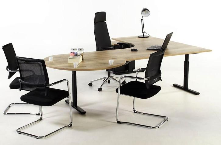 Hoekbureau  vergaderstuk TUBE zwart eiken 240x160, Zakelijke goederen, Kantoor en Winkelinrichting | Kantoormeubilair en Inrichting