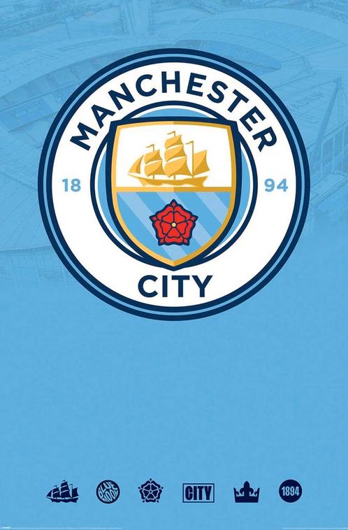 Poster Manchester City Club Crest 61x91,5cm, Verzamelen, Posters, Nieuw, A1 t/m A3, Verzenden