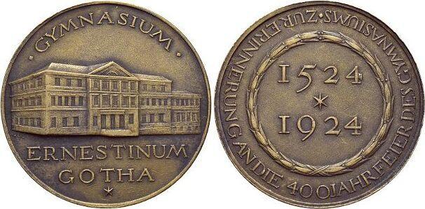 Bronze-medaille 1924 Sachsen-gotha, Stadt, Postzegels en Munten, Penningen en Medailles, Verzenden