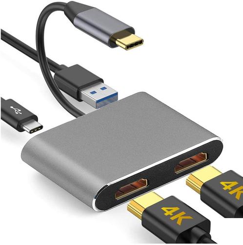 DrPhone PD10 - USB-C naar HDMI Adapter (2x HDMI)  4K - USB 3, Audio, Tv en Foto, Converters, Verzenden