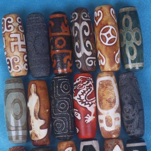 Dzi parels - Tibetaanse Dzi-amuletten - 9-oog Dzi, Draken, Verzamelen, Mineralen en Fossielen