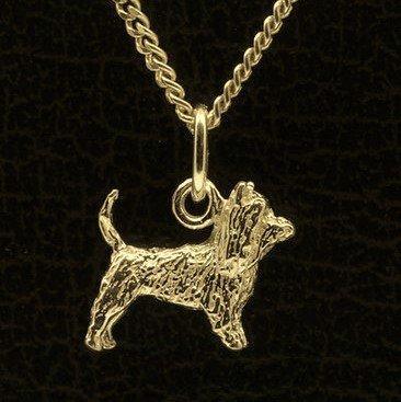 Gouden Australische Silky Terrier met staart ketting hang..., Sieraden, Tassen en Uiterlijk, Kettinghangers, Verzenden