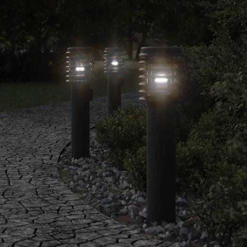 vidaXL Vloerlamp voor buiten 60 cm roestvrij staal zwart, Tuin en Terras, Buitenverlichting, Nieuw, Verzenden