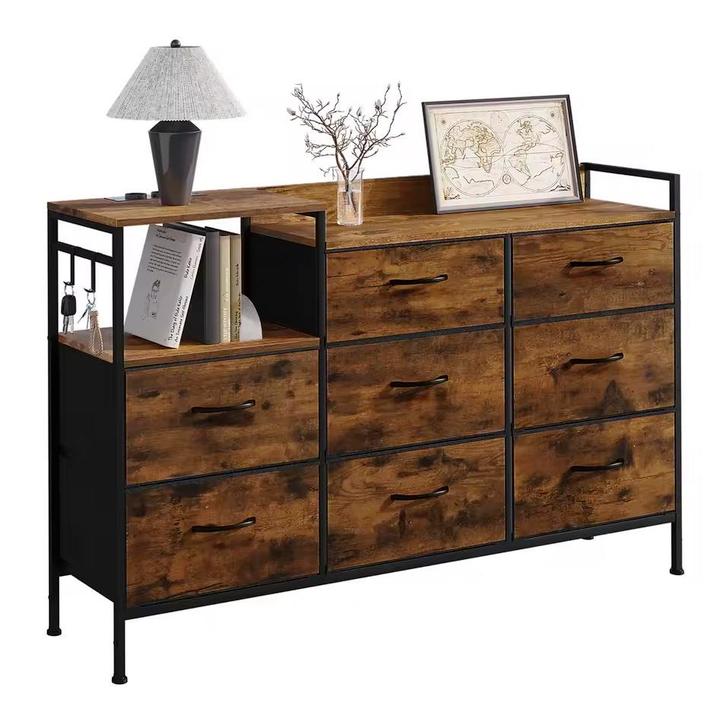 Ladekast met 8 Lades en Laadstation – Vintage Hout Design, Huis en Inrichting, Kasten | Ladekasten, 25 tot 50 cm, Nieuw, Overige houtsoorten