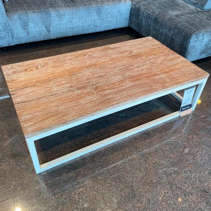 Salontafel Amblar teakhout white wash 130x70 - Pronto Wonen, Huis en Inrichting, Tafels | Salontafels, 100 tot 150 cm, Nieuw, 50 tot 100 cm
