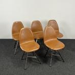 [SET] Spoinq Piramide Stoel - Staal | Cognac, Huis en Inrichting, Ophalen of Verzenden, Gebruikt