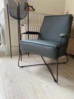 Groene leren fauteuil met stalen frame - Groen leer, Huis en Inrichting, Fauteuils, Ophalen of Verzenden, Nieuw, Leer