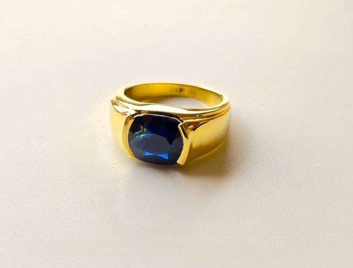 Ring - 18 karaat Geel goud Saffier - 8,25 ct., geen hitte,, Sieraden, Tassen en Uiterlijk, Ringen