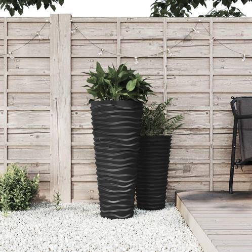 vidaXL Plantenbak met uitneembare bak geribbeld 18/45 L PP, Tuin en Terras, Bloembakken en Plantenbakken, Nieuw, Kunststof, Verzenden