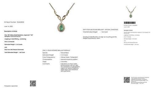 Halsketting - 18 karaat Geel goud - 6.60ct. tw. Smaragd -, Sieraden, Tassen en Uiterlijk, Kettingen