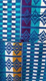 Traditionele geweven kente uit Ghana. Afrikaanse stoffen., Kleding | Dames, Gelegenheidskleding, Nieuw, Ghana, Blauw, Ophalen of Verzenden