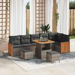 vidaXL Tuin Sofa Set 9 pcs Grijs Poly rattan en gepoedercoat, Verzenden, Nieuw, Rotan