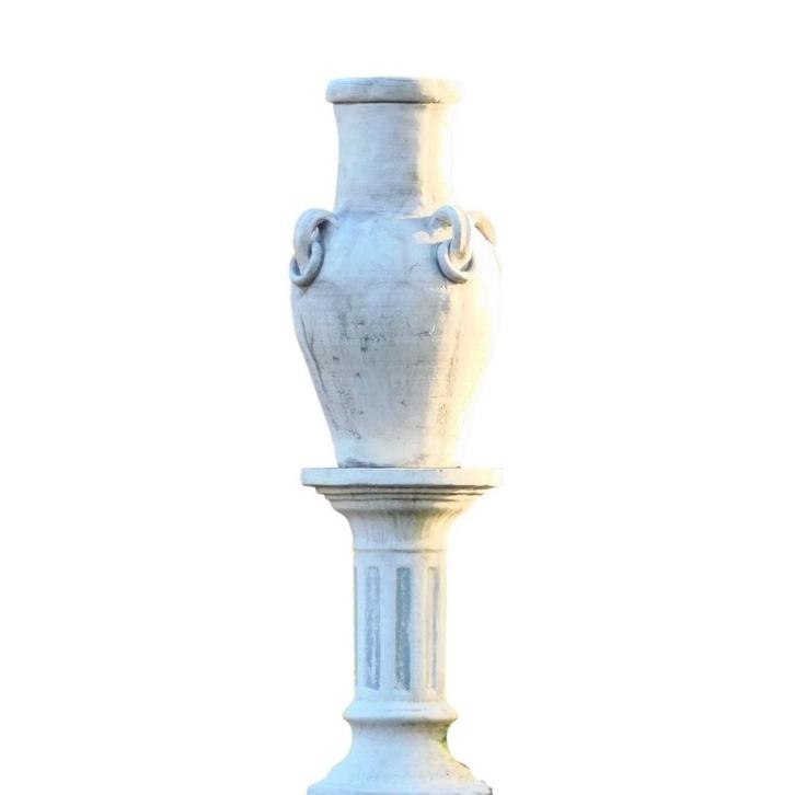Tuinvaas met ringen op sokkel - 135 cm - steen, Tuin en Terras, Tuinvazen, Ophalen of Verzenden