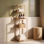 Badkamerrek Anun met 4 planken bamboe 128x30x30 cm naturel [, Huis en Inrichting, Badkamer | Badkamermeubels, Verzenden, Nieuw