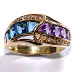 Ring - 18 karaat Geel goud - 1.06ct. tw. Topaas - Diamant, Sieraden, Tassen en Uiterlijk, Ringen, Nieuw