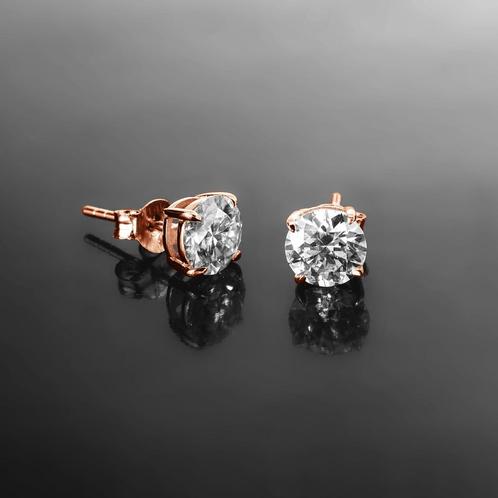 Roségouden Moissanite Oorknopjes | 1 - 4 ct | My Moissanite, Sieraden, Tassen en Uiterlijk, Oorbellen, Nieuw, Met edelsteen, Goud