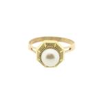 Vintage bicolor gouden ring met parel, Gebruikt, Overige kleuren, Ophalen of Verzenden, 17 tot 18
