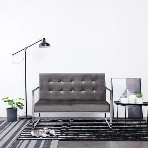 vidaXL Tweezitsbank met armleuningen chroom en fluweel, Huis en Inrichting, Banken | Bankstellen, Nieuw, Minder dan 150 cm, Stof