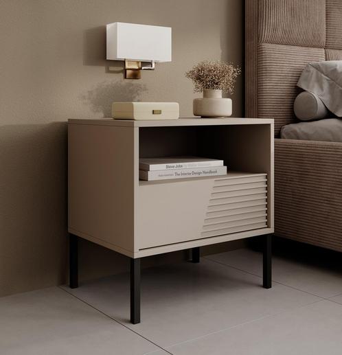 Meubella Nachtkastje beige 54cm 1 lade, Huis en Inrichting, Slaapkamer | Nachtkastjes, Nieuw, Verzenden
