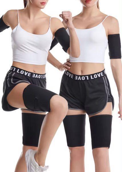 Sportbanden (set van 4) met Sauna-effect voor Armen en Benen, Kleding | Dames, Sportkleding, Zwart, Maat 38/40 (M), Nieuw, Fitness of Aerobics