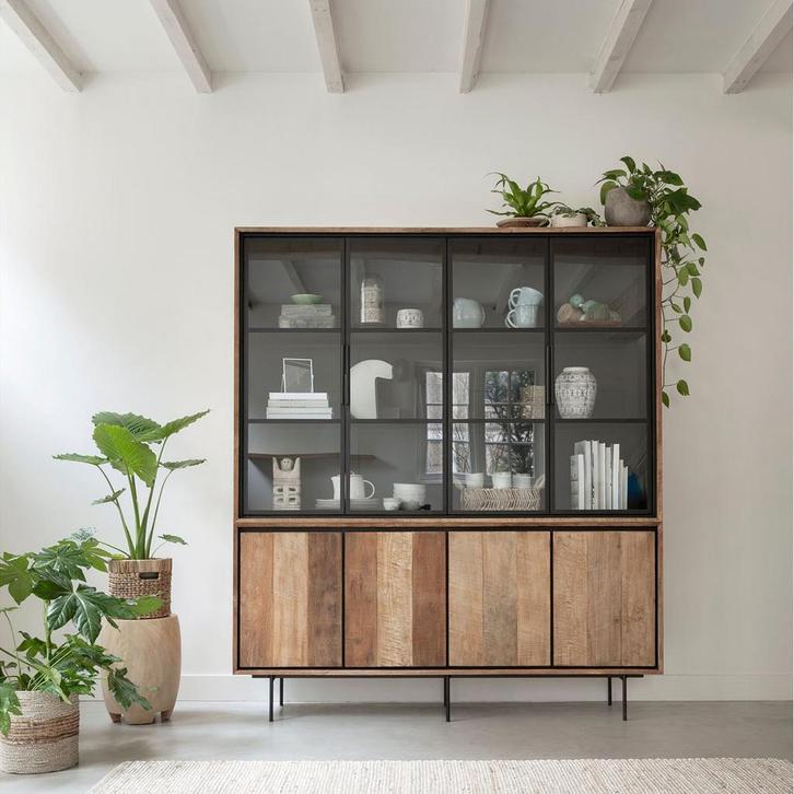 *WOONWINKEL* DTP Home Metropole Teak Buffetkast Met Zwarte B, Huis en Inrichting, Kasten | Wandmeubels, Nieuw, Verzenden