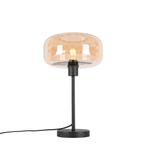 Art deco tafellamp zwart met amber glas - Bizle, Huis en Inrichting, Lampen | Tafellampen, Nieuw, Glas, Art Deco, Minder dan 50 cm