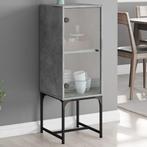 vidaXL Bijzetkast met glazen deur 35x37x100 cm betongrijs, Minder dan 50 cm, Verzenden, 100 tot 150 cm, Nieuw
