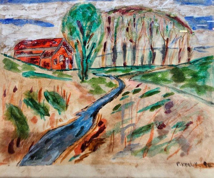 Philip Kelly (1950–2010) - The Red House, Antiek en Kunst, Kunst | Schilderijen | Klassiek