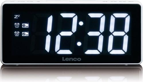 Wekkerradio met groot 3” LED Display - Wit Lenco CR-30WH, Audio, Tv en Foto, Radio's, Nieuw, Verzenden