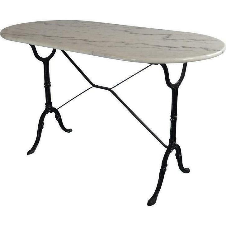 Terrastafel - tuintafel ovaal marmer gietijzer 120 x 60 cm, Tuin en Terras, Tuinsets en Loungesets, Eettafel, Nieuw, 4 zitplaatsen