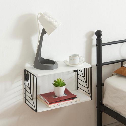 Wandrek Moss 39x18x23 cm zwart en wit [en.casa], Huis en Inrichting, Woonaccessoires | Wandplanken en Boekenplanken, Nieuw, Verzenden