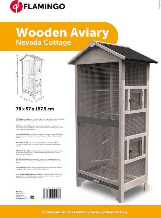 Flamingo Voliere Nevada Cottage 78x57x157,5cm, Dieren en Toebehoren, Vogels | Hokken en Kooien, Volière, Nieuw, Hout, Verzenden