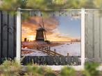 NR 1328: Tuinposter molen winter 120x180cm, Nieuw