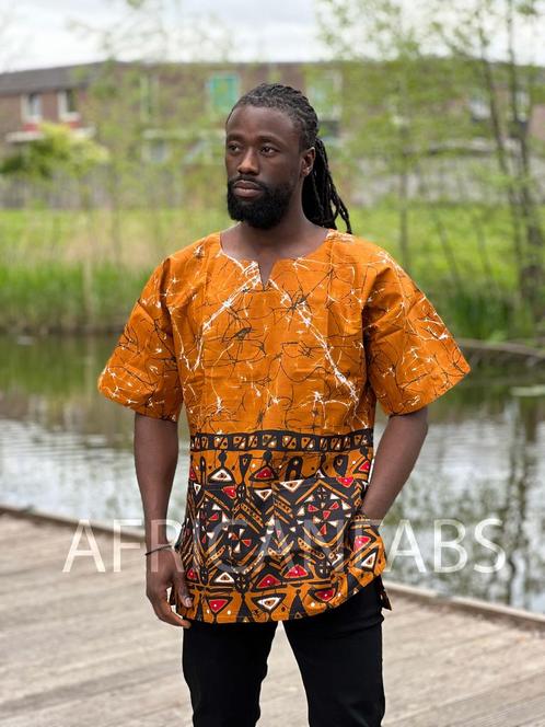 Mosterd / bruin Dashiki Shirt / Dashiki Jurk - Afrikaans shi, Kleding | Heren, Overige Herenkleding, Nieuw, Ophalen of Verzenden