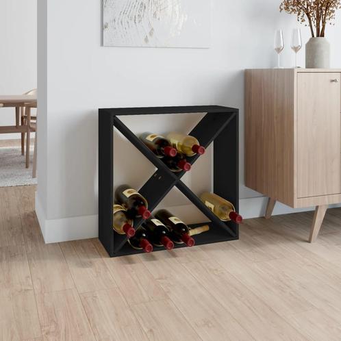 vidaXL Wijnkast 62x25x62 cm massief grenenhout zwart, Huis en Inrichting, Woonaccessoires | Wijnrekken, Nieuw, Verzenden