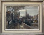 Heinrich Hermanns (1862-1942) - Amsterdam canal with market, Antiek en Kunst, Kunst | Schilderijen | Klassiek