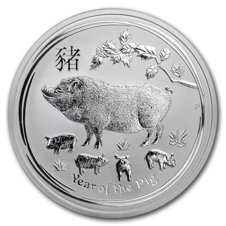 Lunar II - Year of the Pig - 1 kg 2019, Postzegels en Munten, Munten | Oceanië, Losse munt, Zilver, Verzenden