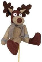 Bijsteker Rendier pluche 15x12 cm +12 cm stok per stuk, Ophalen of Verzenden, Nieuw