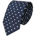 Navy stropdas met witte stippen - 7cm • blauwe stropdassen, Nieuw, Met patroon, Losse Blouse Kraagjes, Verzenden