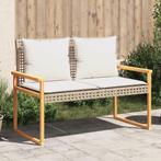 vidaXL Tuinbankje met kussen poly rattan en acaciahout, Verzenden, Nieuw, Rotan