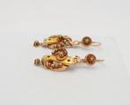 Oorbellen - 14 karaat Geel goud, Roségoud Saffier - Parel, Sieraden, Tassen en Uiterlijk, Oorbellen, Nieuw