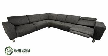 Refurbished 6-zits hoekbank donkergrijs 6 mnd garantie! beschikbaar voor biedingen