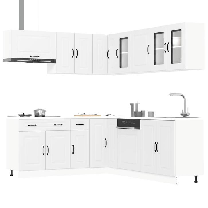 vidaXL 11-delige Keukenkastenset Kalmar bewerkt hout wit, Huis en Inrichting, Keuken | Keukenelementen, Wit, Nieuw, Verzenden