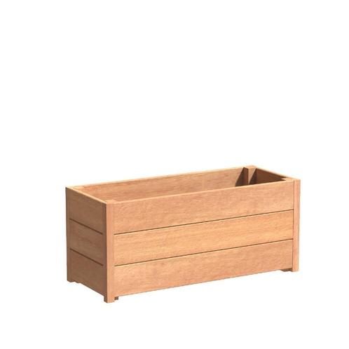 Hardhouten plantenbak Sevilla 100x40x43,5cm - Met bodem, Tuin en Terras, Bloembakken en Plantenbakken, 30 tot 60 cm, 100 cm of meer