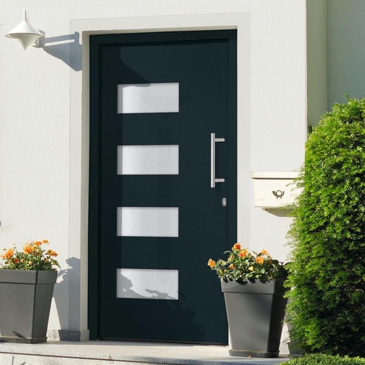 vidaXL Voordeur 110x210 cm aluminium en PVC antraciet, Doe-het-zelf en Verbouw, Deuren en Horren, Nieuw, Verzenden
