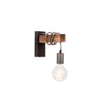Industriële wandlamp zwart met hout - Gallow, Nieuw, Overige materialen, Industrieel