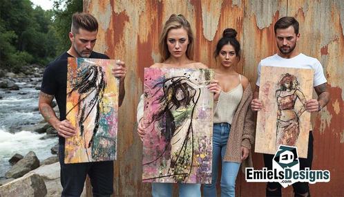 Lente deal - 3 panelen voor slechts € 199,-, Antiek en Kunst, Kunst | Schilderijen | Abstract, Verzenden